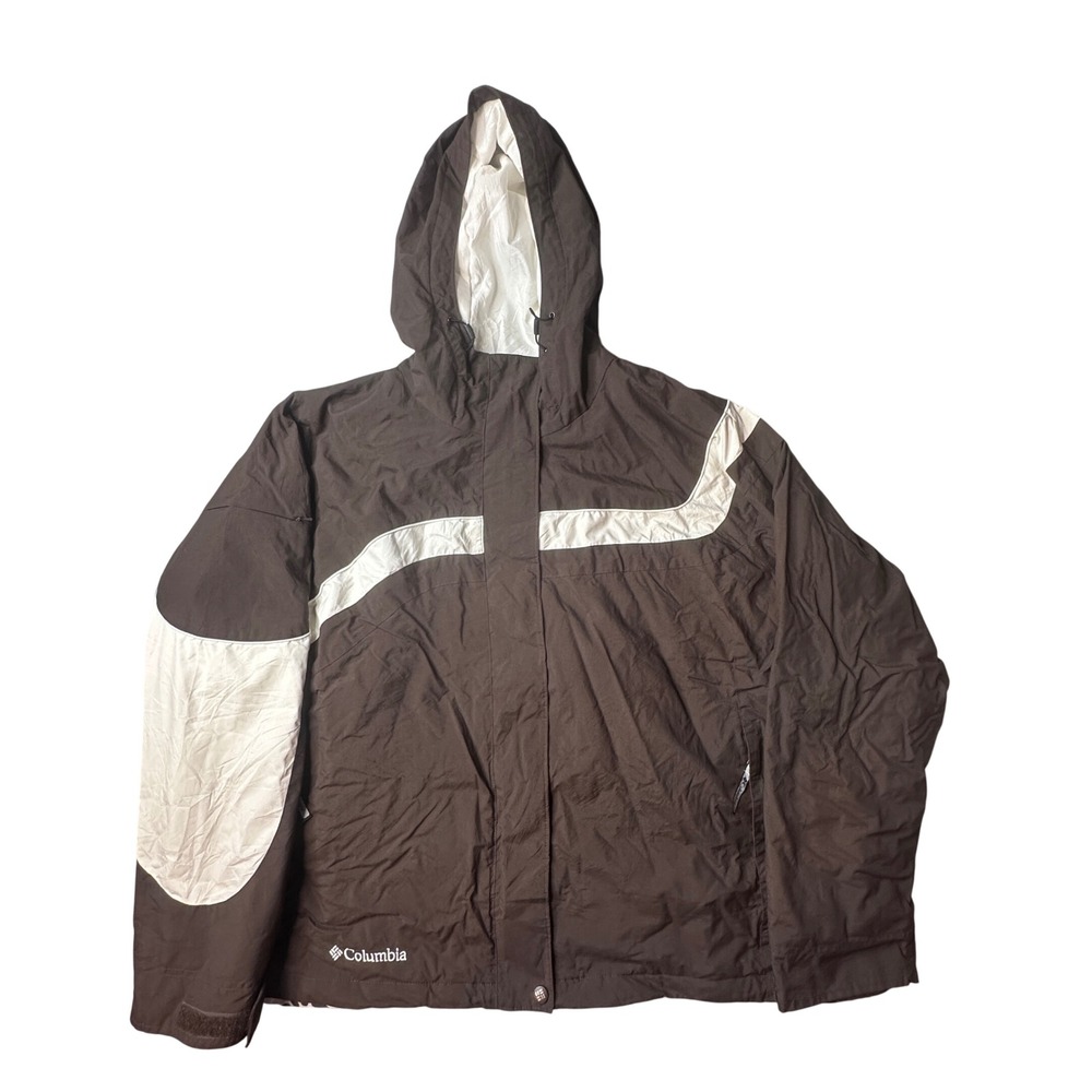 Columbia Jacket Womens 2X Brown Insulated Hooded Ski Coat XW5844 Fleece Lined